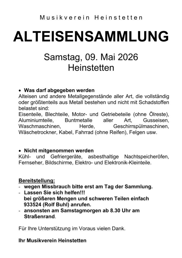 Mehr über den Artikel erfahren Schrottsammlung 2026